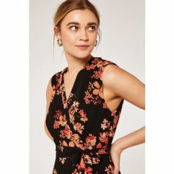 Apricot Black Graphic Floral Sleeveless Wrap Dress -Apricot Shop unnamed file 437
