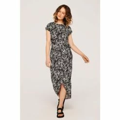 Apricot Black Brushstroke Print Wrap Dress -Apricot Shop unnamed file 446