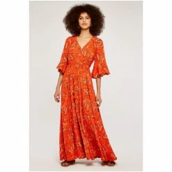 Apricot Orange Sarasa Angel Sleeve Maxi Dress -Apricot Shop unnamed file 459