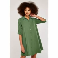 Apricot Green Shirt Swing Dress -Apricot Shop unnamed file 479