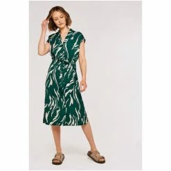 Apricot Green Swirl Tie Thru Shirt Midi Dress -Apricot Shop unnamed file 491