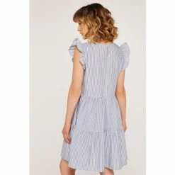 Alternative view of Apricot Blue Mix Stripe Lines Tiered Dress