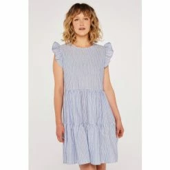 Apricot Blue Mix Stripe Lines Tiered Dress -Apricot Shop unnamed file 500