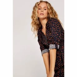 Apricot Blue Painterly Dot 3/4 Sleeve Zip Dress -Apricot Shop unnamed file 510