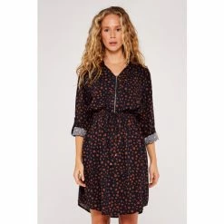 Apricot Blue Painterly Dot 3/4 Sleeve Zip Dress -Apricot Shop unnamed file 511