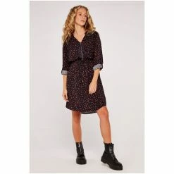 Apricot Blue Painterly Dot 3/4 Sleeve Zip Dress -Apricot Shop unnamed file 512