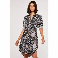 Apricot Blue Retro Patchwork Drawstring Dress -Apricot Shop unnamed file 516
