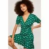 Apricot Green Watercolour Spot Ruffle Dress