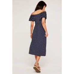 Alternative view of Apricot Blue Polkadot Ruffle Bardot Dress