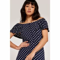 Apricot Blue Polkadot Ruffle Bardot Dress -Apricot Shop unnamed file 565