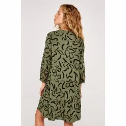 Apricot Green Abstract Print Cuff Sleeves Tiered Dress -Apricot Shop unnamed file 574