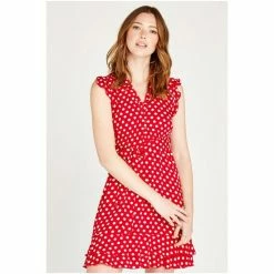 Apricot Red Polka Dot Print Dress -Apricot Shop unnamed file 593