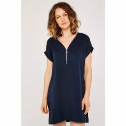 Alternative view of Apricot Blue Tencel Zip Front Turn Up Dress