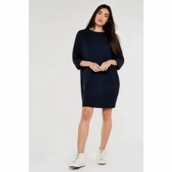 Apricot Navy Soft Rib Cocoon Dress -Apricot Shop unnamed file 617