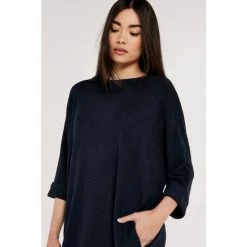 Apricot Navy Soft Rib Cocoon Dress -Apricot Shop unnamed file 618