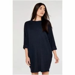 Apricot Navy Soft Rib Cocoon Dress -Apricot Shop unnamed file 619