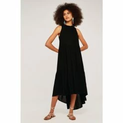 Apricot Black High Ruffle Neck Midi Dress -Apricot Shop unnamed file 63