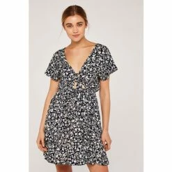 Apricot Black Floral Tie Front Cut Out Dress -Apricot Shop unnamed file 638