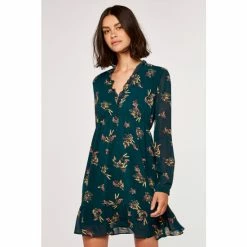 Apricot Green Floral Bunches Ditsy Ruffled Dress -Apricot Shop unnamed file 643