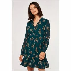 Apricot Green Floral Bunches Ditsy Ruffled Dress -Apricot Shop unnamed file 645
