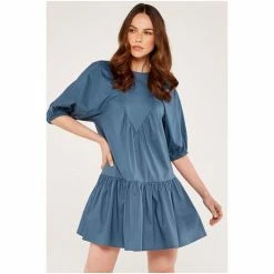 Apricot Blue Cotton Poplin Tiered Dress -Apricot Shop unnamed file 655