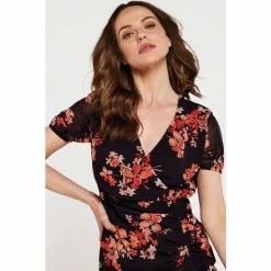 Apricot Black Graphic Floral Ruched Front Dress -Apricot Shop unnamed file 676