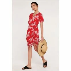 Apricot Black Graphic Floral Ruched Front Dress -Apricot Shop unnamed file 679