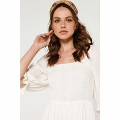 Apricot Cream Dobby Luex Crickle Smock Dress -Apricot Shop unnamed file 686