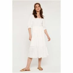 Apricot Cream Dobby Luex Crickle Smock Dress -Apricot Shop unnamed file 687