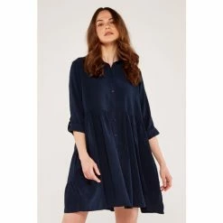 Apricot Blue Tiered Shirt Dress