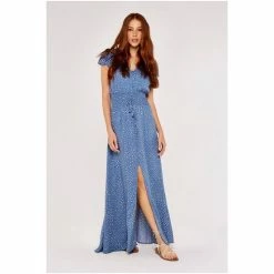 Apricot Blue Textured Dot Button Maxi Dress -Apricot Shop unnamed file 71