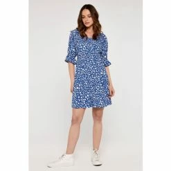Apricot Blue Milkmaid Dress