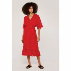 Apricot Red Stripe Wrap Ruffle Hem Dress -Apricot Shop unnamed file 721