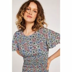 Apricot Blue Shirred Print Skirt Ruffled Hem Dress -Apricot Shop unnamed file 732