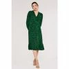Apricot Black & Green Silhouette Leaf Frill Long Sleeve Midi Dress