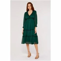 Apricot Green Crinkle Ruffle Midi Dress -Apricot Shop unnamed file 744