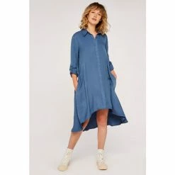 Apricot Blue Oversized Twill Shirt Dress