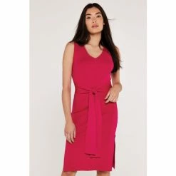 Apricot Pink V-Neck Bodycon Knit Dress -Apricot Shop unnamed file 759