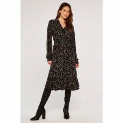 Apricot Black Multi Floral Boho Frill Midi Dress -Apricot Shop unnamed file 763