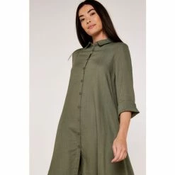 Apricot Green Easy High Low Linen Shirt Dress -Apricot Shop unnamed file 773