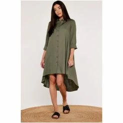 Apricot Green Easy High Low Linen Shirt Dress -Apricot Shop unnamed file 775