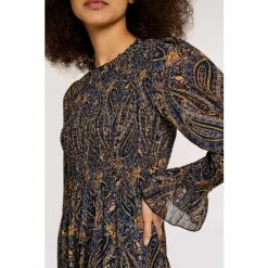 Apricot Blue & Brown Ornate Paisley Long Sleeves Smock Dress -Apricot Shop unnamed file 789
