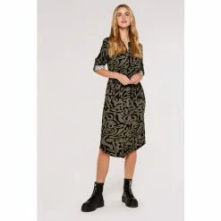 Apricot Green Swirl Print Drawstring Midi Dress -Apricot Shop unnamed file 799