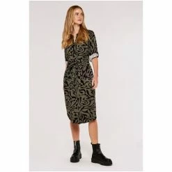 Apricot Green Swirl Print Drawstring Midi Dress -Apricot Shop unnamed file 802