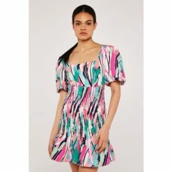 Apricot Blue Brushstroke Smock Cotton Dress -Apricot Shop unnamed file 805