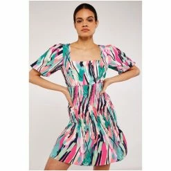 Apricot Blue Brushstroke Smock Cotton Dress -Apricot Shop unnamed file 807