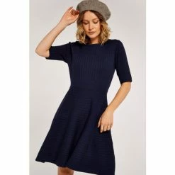 Apricot Blue Soft Touch Ribbed Skater Dress -Apricot Shop unnamed file 821