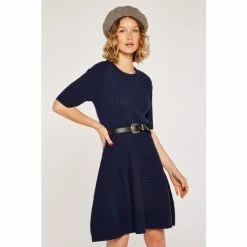 Apricot Blue Soft Touch Ribbed Skater Dress -Apricot Shop unnamed file 822