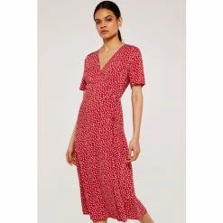 Apricot Red Daisy Dot Wrap Dress -Apricot Shop unnamed file 827