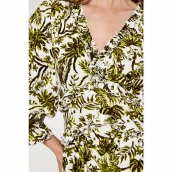 Apricot White Palm Print Ruffle Dress -Apricot Shop unnamed file 836